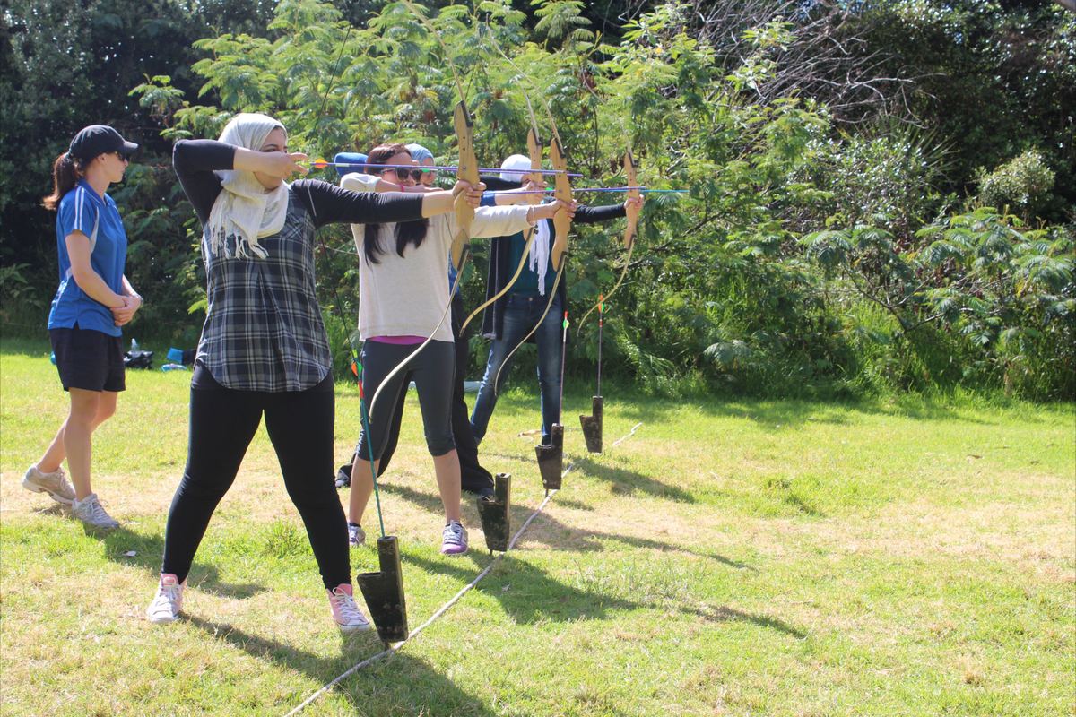Archery on the field at camp
