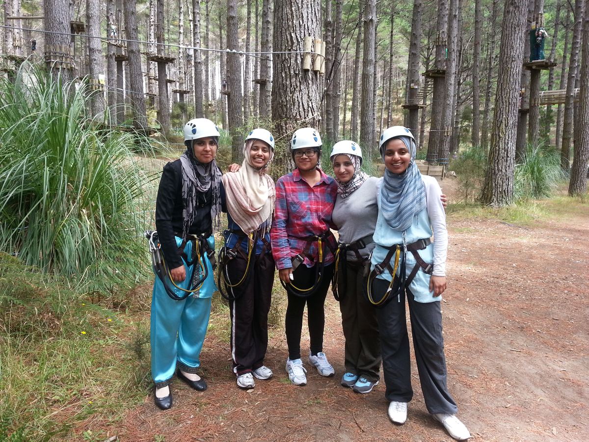 Group photo in the forest at the high ropes course